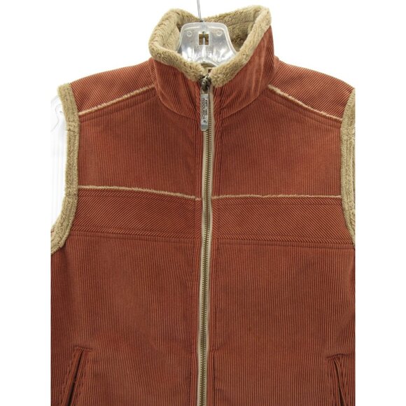 Woolrich Vest Small Cinnamon Corduroy Faux Fur Lined Jacket Full Zip - Picture 2 of 12